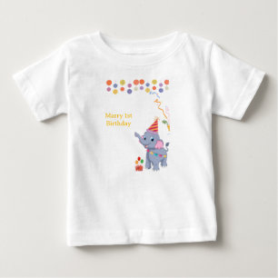 Camiseta De Bebé Cumpleaños de Elefante Lindo