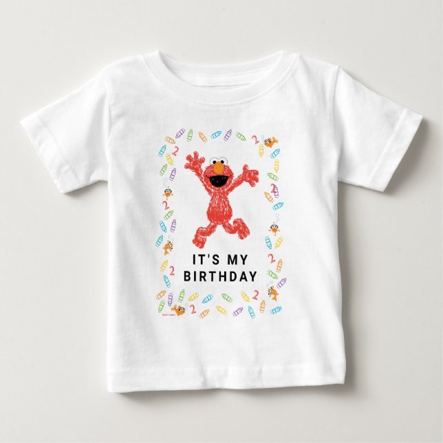 Camiseta De Bebé Cumpleaños de Elmo en Sesame Street | Crayón (Anverso)