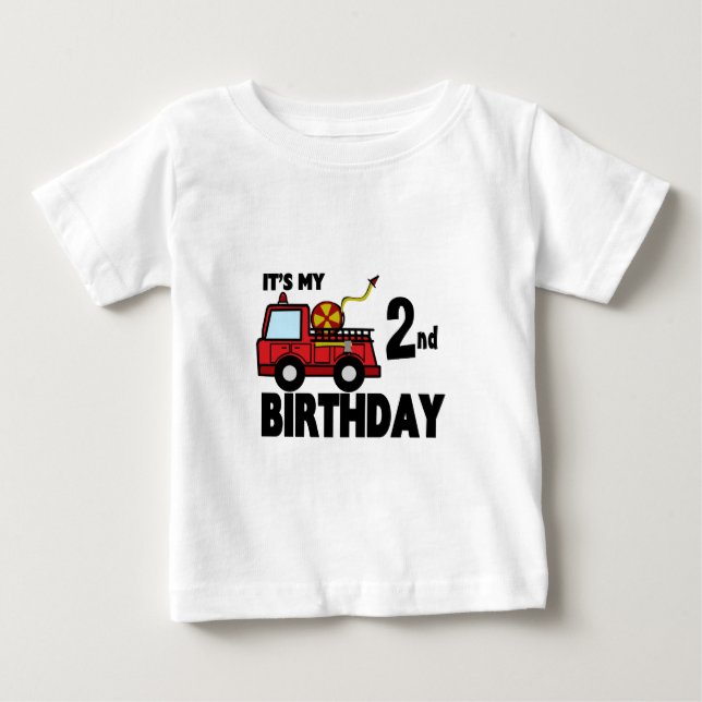 Camiseta De Bebé Cumpleaños de FireTruck (Anverso)