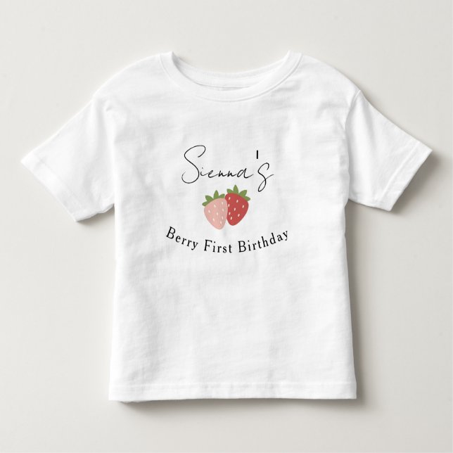 Camiseta De Bebé Cumpleaños de Fresa de Niño/a (Anverso)