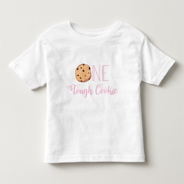 Camiseta De Bebé Cumpleaños de galleta rosa One Tough Cookie (Anverso)