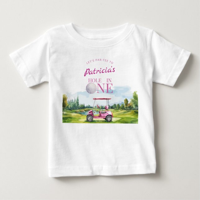 Camiseta De Bebé Cumpleaños de Golf Pink Hole In One 1er  (Anverso)