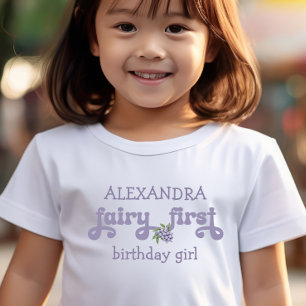 Camiseta De Bebé Cumpleaños de Hada Morada Primera Fruta