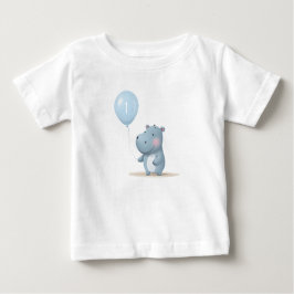 Camiseta De Bebé Cumpleaños de Hippo suave azul 