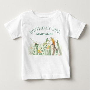 Camiseta De Bebé Cumpleaños de insectos y bichos para niños con acu