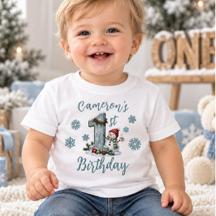 Camiseta De Bebé Cumpleaños de invierno personalizado del primer cu