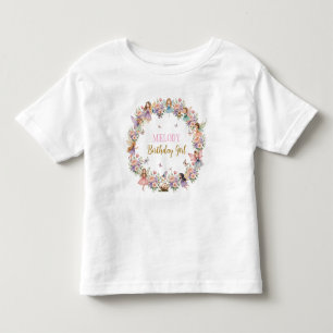 Camiseta De Bebé Cumpleaños de jardín de hadas de flores caprichosa