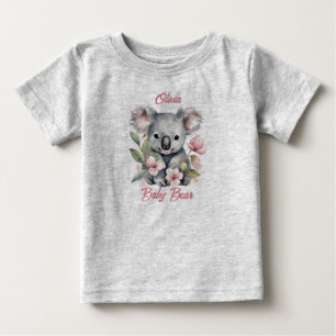 Camiseta De Bebé Cumpleaños de koala con acuarela rosa