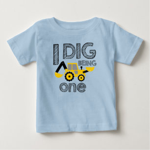 Camiseta De Bebé Cumpleaños de la Construcción Primer Cumpleaños Yo