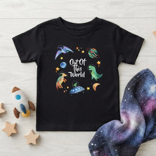Camiseta De Bebé Cumpleaños de la galaxia del dinosaurio espacial f