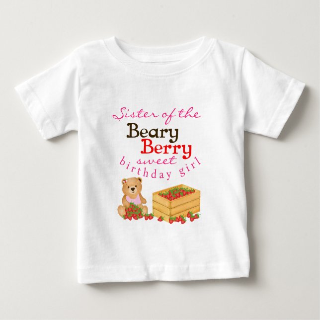 Camiseta De Bebé Cumpleaños de la hermana de Sweet Cub de Fresa Bea (Anverso)