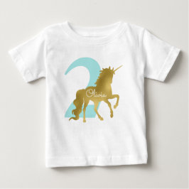 Camiseta De Bebé Cumpleaños de la Moneda y el Oro Unicornio