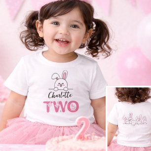 Camiseta De Bebé Cumpleaños de la niña conejita rosa 