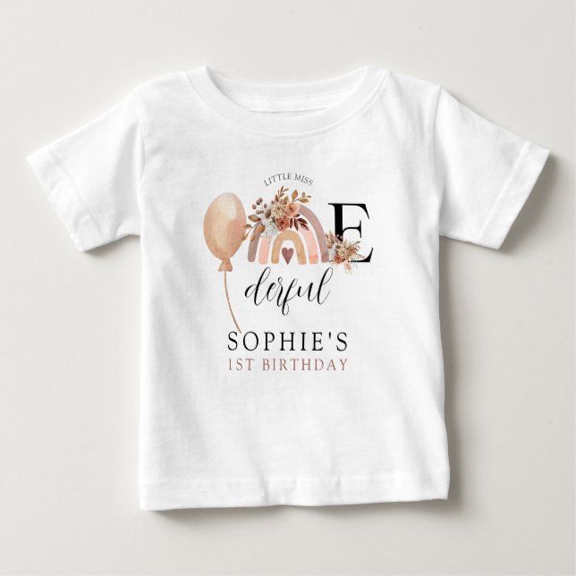 Camiseta De Bebé Cumpleaños de la niña ONEderful Arcoíris (Anverso)