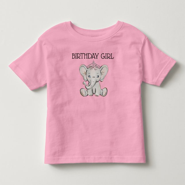 Camiseta De Bebé Cumpleaños de la niña princesa rosa elefante (Anverso)