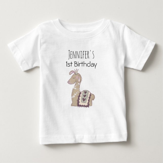 Camiseta De Bebé Cumpleaños de la princesa de la llama linda que ll (Anverso)
