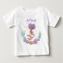 Camiseta De Bebé Cumpleaños de la sirena afroamericana