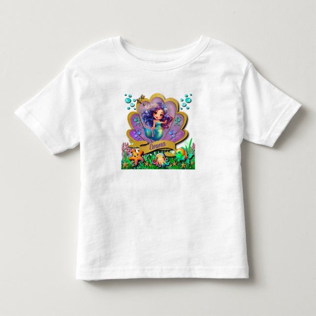 Camiseta De Bebé Cumpleaños de la Sirenita - Bajo el Mar (Anverso)