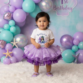 Camiseta De Bebé Cumpleaños de la Sirenita niña de un año azul turq