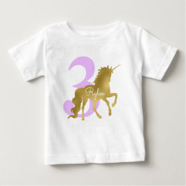 Camiseta De Bebé Cumpleaños de la Unicornio Violeta y Oro