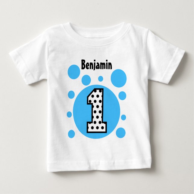 Camiseta De Bebé Cumpleaños de las BURBUJAS del AZUL 1r un regalo (Anverso)