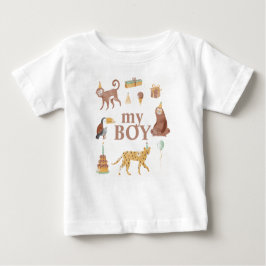 Camiseta De Bebé Cumpleaños de los animales de la jungla pequeña