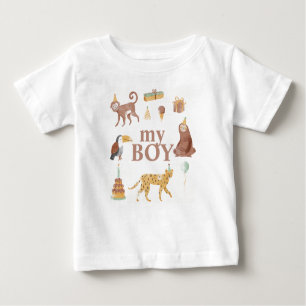 Camiseta De Bebé Cumpleaños de los animales de la jungla pequeña