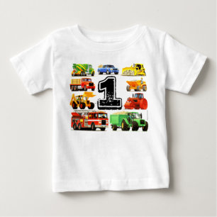 Camiseta De Bebé Cumpleaños de los camiones grandes del bebé 1r