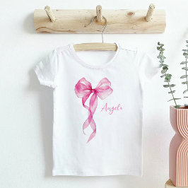 Camiseta De Bebé Cumpleaños de los Chicas de Bow Rosado