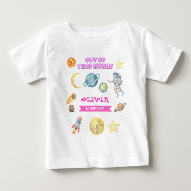 Camiseta De Bebé Cumpleaños de los Chicas del Espacio Ultraterrestr (Anverso)