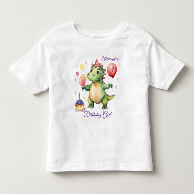 Camiseta De Bebé Cumpleaños de los chicas Dinosaurios (Anverso)
