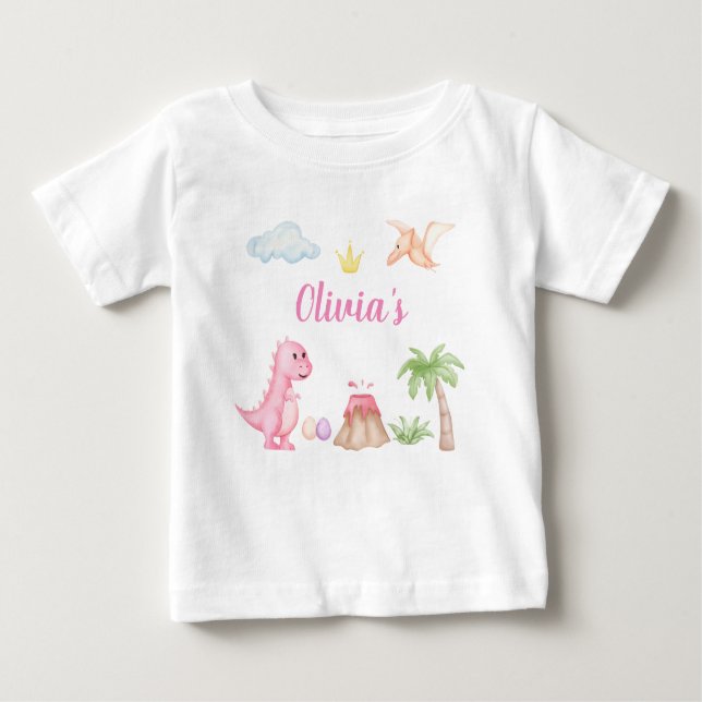 Camiseta De Bebé Cumpleaños de los chicas Dinosaurios (Anverso)