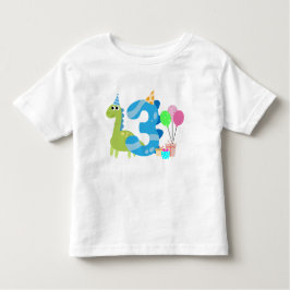 Camiseta De Bebé Cumpleaños de los dinosaurios de 3 años
