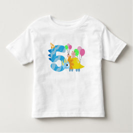 Camiseta De Bebé Cumpleaños de los dinosaurios de 5 años