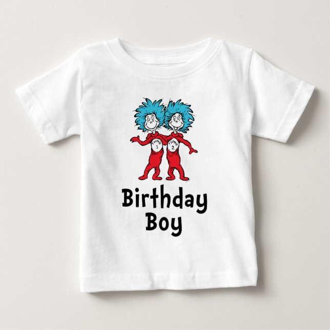 Camiseta De Bebé Cumpleaños de los Gemelos Thing One y Thing Two |  (Anverso)