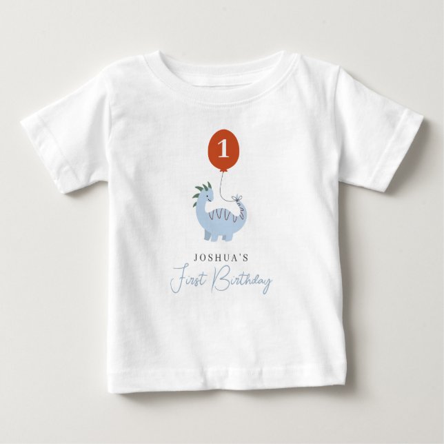 Camiseta De Bebé Cumpleaños de los niños dinosaurio primero 1er (Anverso)
