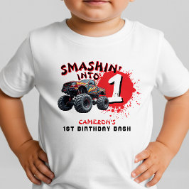 Camiseta De Bebé Cumpleaños de Monster Truck Smash 1er año