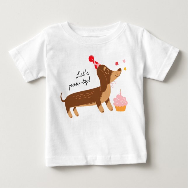 Camiseta De Bebé Cumpleaños de niña 1 Cumpleaños divertido con perr (Anverso)