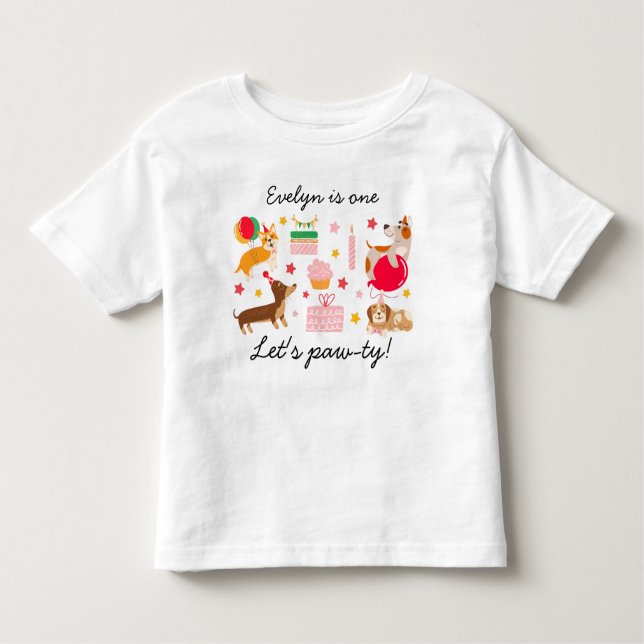 Camiseta De Bebé Cumpleaños de niña 1 Cumpleaños divertido con perr (Anverso)