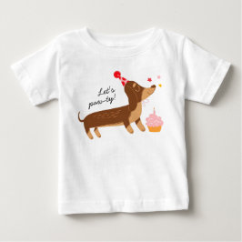 Camiseta De Bebé Cumpleaños de niña 1 Vamos a Pawty Fiesta Perro li
