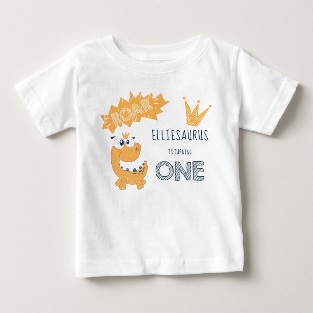 Camiseta De Bebé Cumpleaños de niña con dinosaurio ROAR (Anverso)