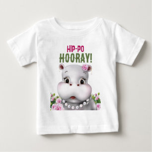 Camiseta De Bebé Cumpleaños de niña con flores de hipopótamo