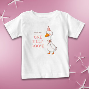 Camiseta De Bebé Cumpleaños de niña rosa linda un ganso tonto