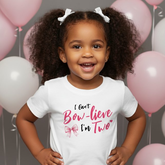 Camiseta De Bebé Cumpleaños de niñas con lazo rosa 2do Cumpleaños S (Pink Bow Ribbon Girls 2nd Birthday Party I'm Two Toddler T-shirt
)