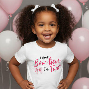 Camiseta De Bebé Cumpleaños de niñas con lazo rosa Yo tengo dos
