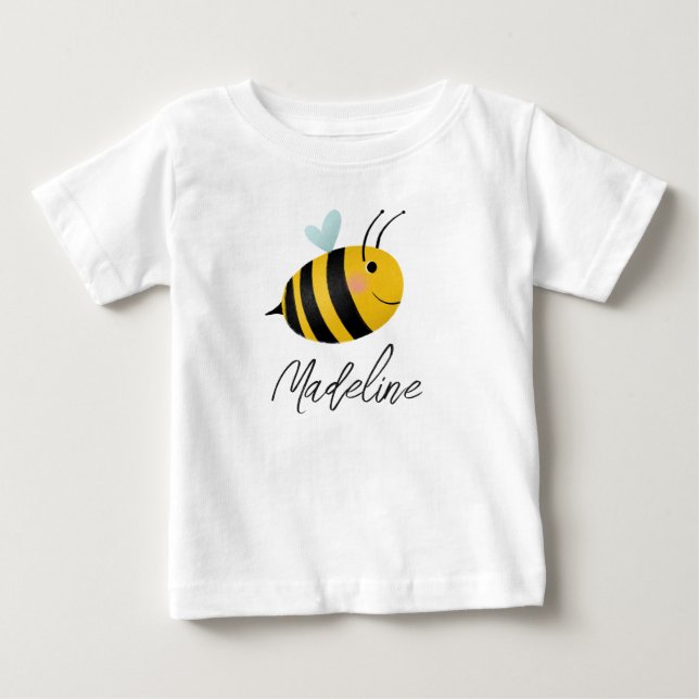 Camiseta De Bebé Cumpleaños de niñas Lindas Primer Día de Abejas 1e (Anverso)