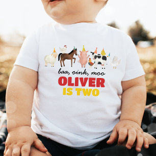 Camiseta De Bebé Cumpleaños de niño con animales de granja