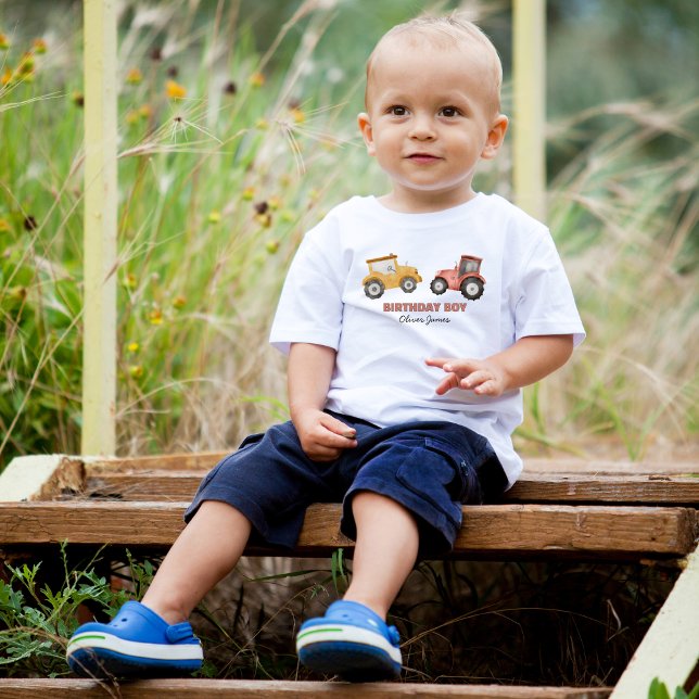 Camiseta De Bebé Cumpleaños de niño de tractor acuarela para cualqu (Subido por el creador)