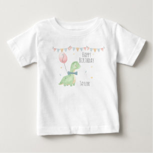 Camiseta De Bebé Cumpleaños de Niño Personalizado Dinosaurio Aquere