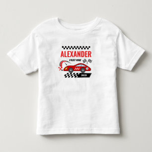 Camiseta De Bebé Cumpleaños de niño tema coche de carreras rojo vin